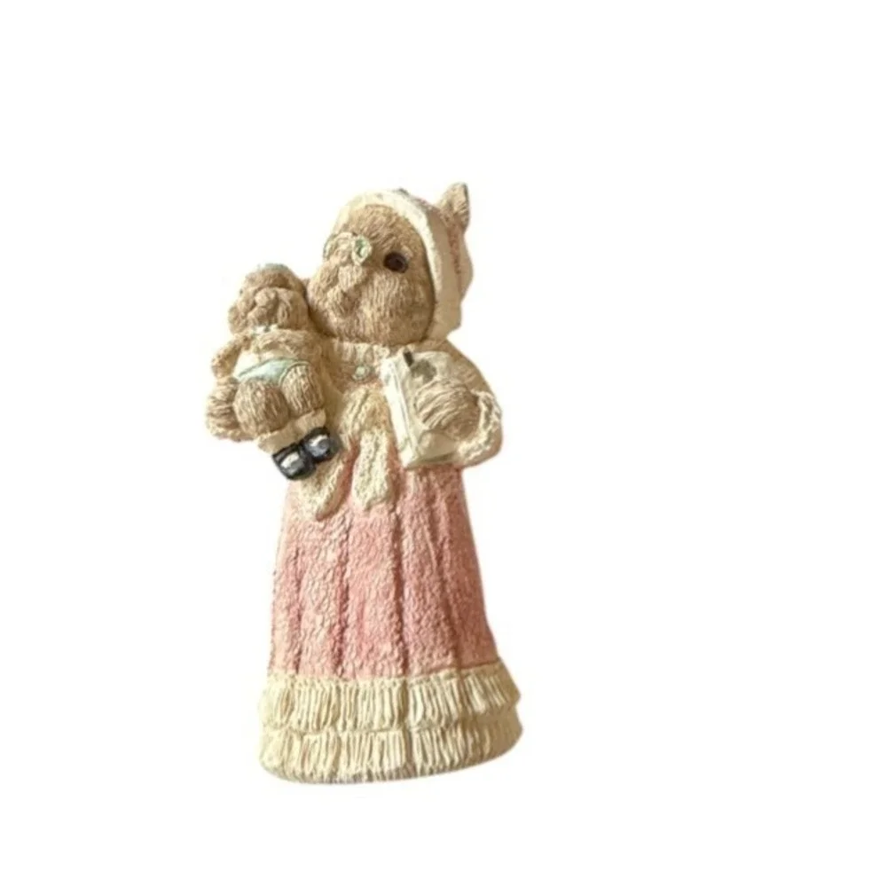 2 Vintage Easter Bunny Family Figurines Set Grandma Cookies United Design USA